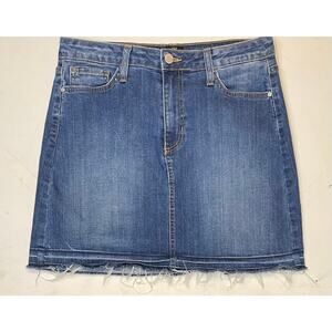 Just Black Denim Raw Hem Mini Skirt Women’s M Blue Stretch USA Made Americana